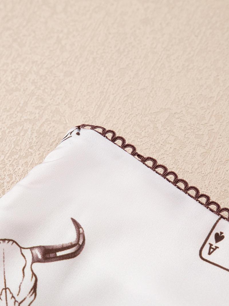 Women's Casual Western Style Satin Long Skirt, High-Waisted Fitted Print Design, All-Season Wearable, Perfect for Vacation & Daily