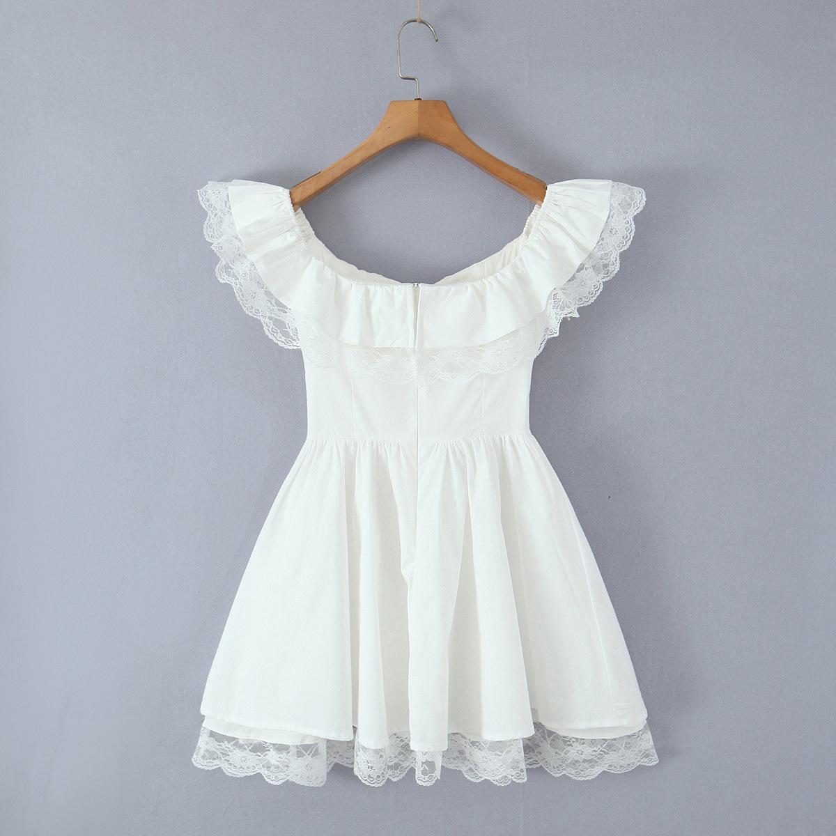 Pure Desire Off-Shoulder Ruffle Sleeve Lace Bow Belt Puffy Princess Dress