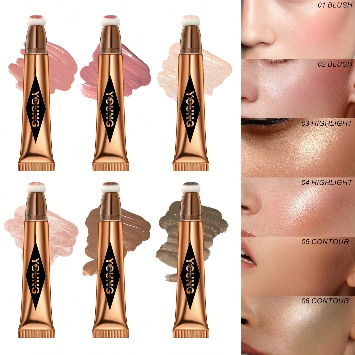 A 6-Piece Contour, Highlight, And Blush Set With A Lightweight Texture, Easy To Blend And Spread, Seamlessly Fuses With The Skin To Create A Naturally Sculpted And Radiant Look Makeup Set