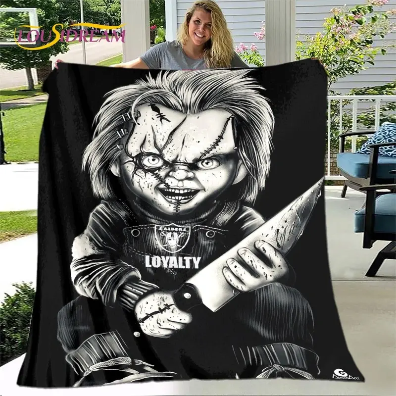 Chucky Classic Poster Throw Blanket Flannel For Movie Fan Home Decor