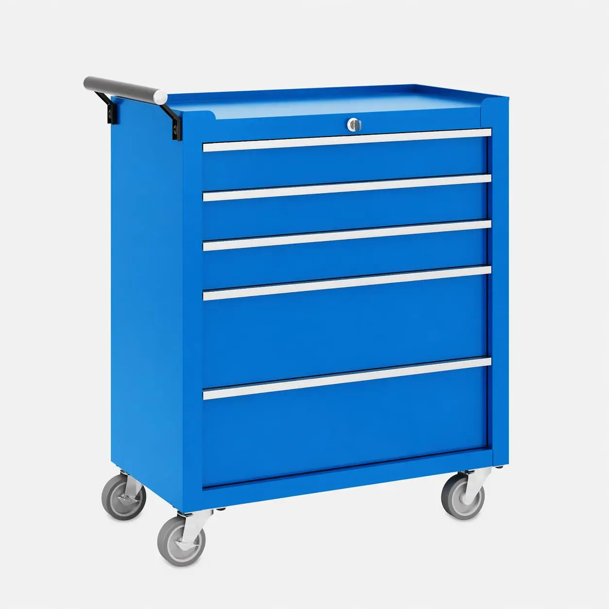 Heavy Duty 5-Drawer Rolling Tool Chest Organizer - Lockable Storage Cabinet, Smooth Slides, Protective Liner, Side Handle - For Garage, Workshop, Warehouse, Repair Shop - Portable, Secure Storage