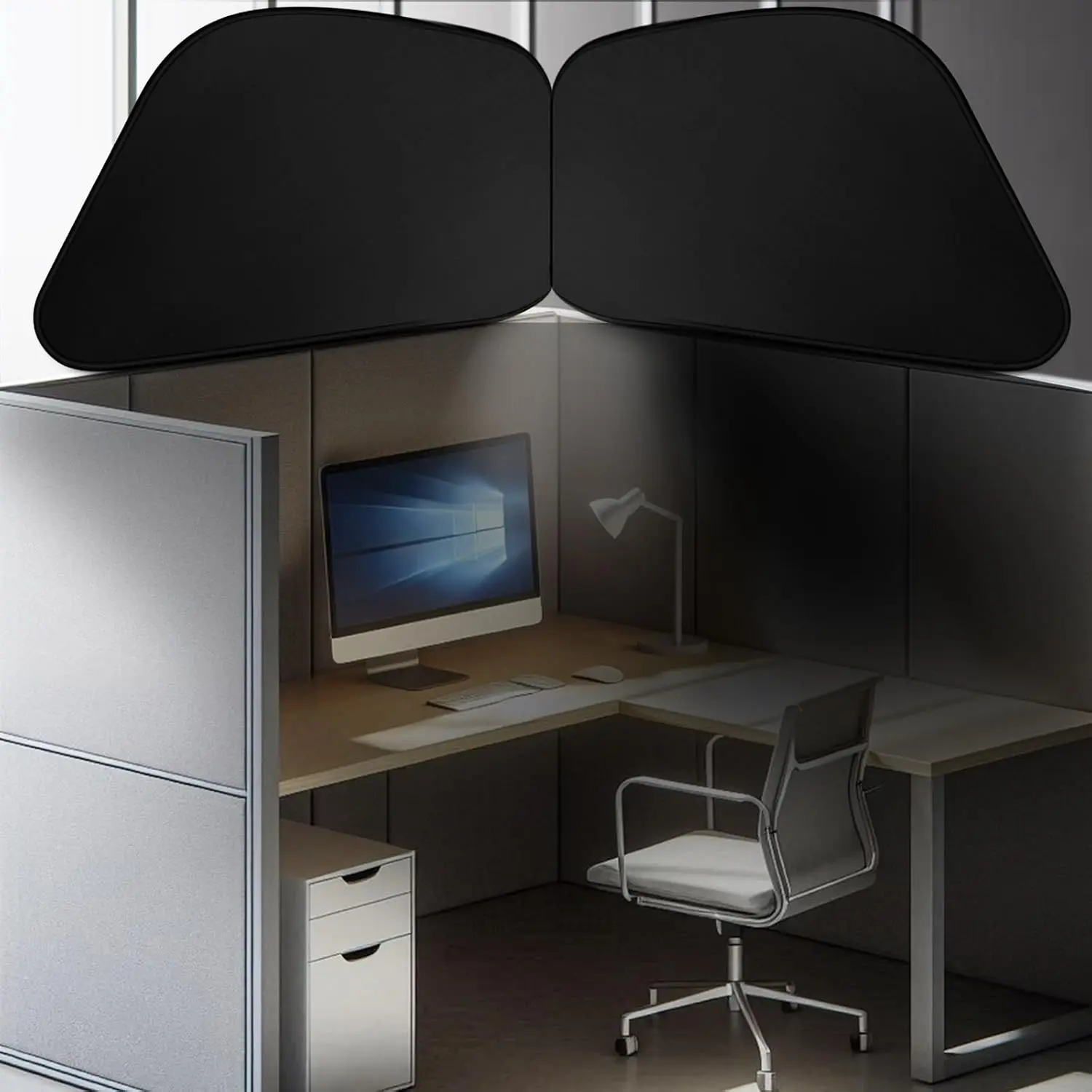 Foldable Office Cubicle and Desk Shade, Portable 29.5 Inch Cubicle Shade Canopy for Light Sensitive Workers, Fully Block Light and Airflow, for Working Partitions Corner Privacy Accessories