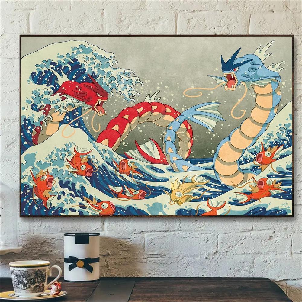 Cartoon Dragon Pattern Unframed Painting, 1 Count Colorful Vintage Wall Art Poster, Wall Decor for Home Living Room Bedroom Office, Home Decor 2025