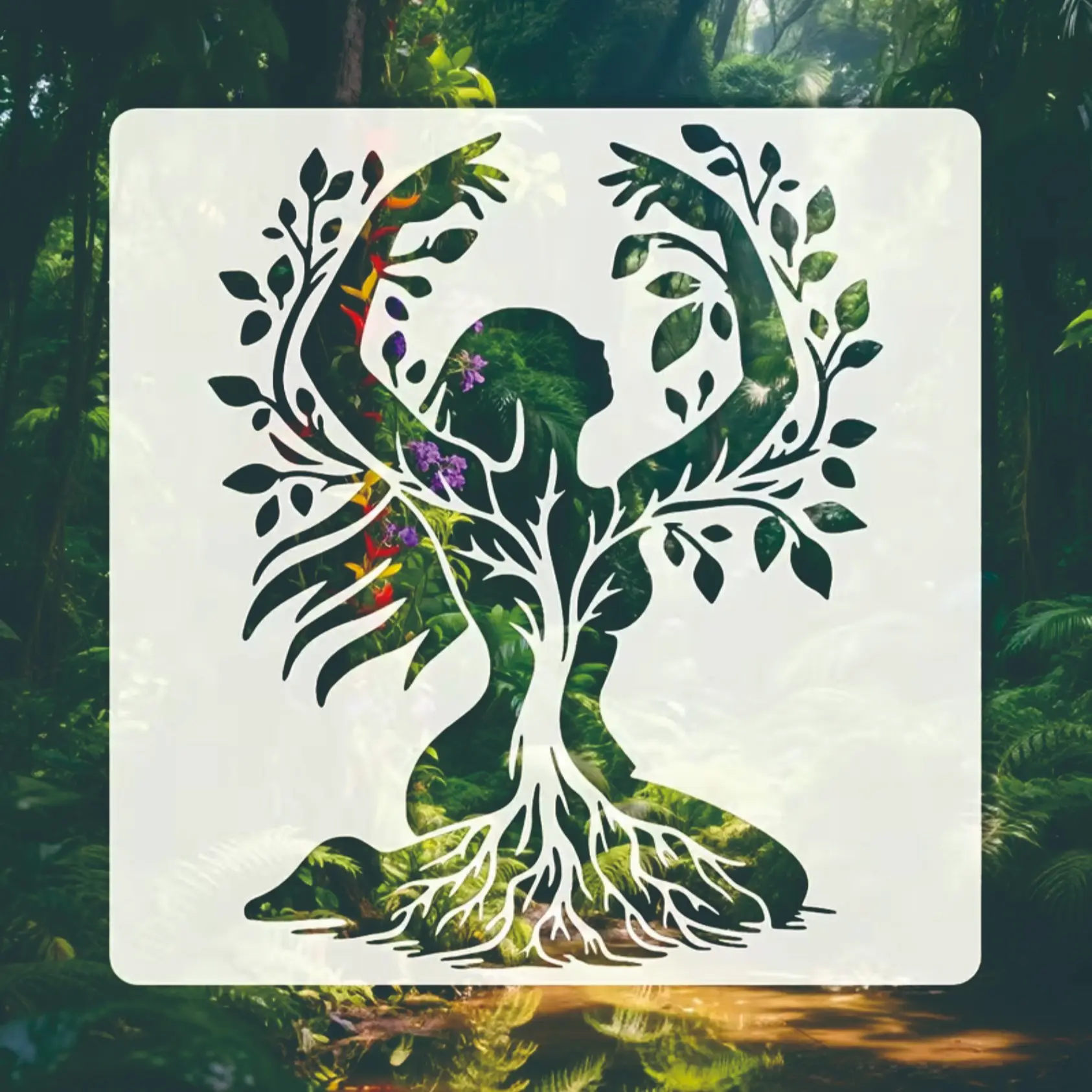 Healing Life Tree Cutout Template, Creative DIY Painting Tool, Essential Graffiti Kit for Sketchbooks/acrylic Paints, Immersive Painting Process