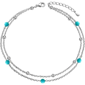Anklet  Women S925 Sterling Silver Adjustable Foot Beaded Infinity/Heart/Angel Wing/Turtle Ankle Bracelet Anklets Jewelry Gift