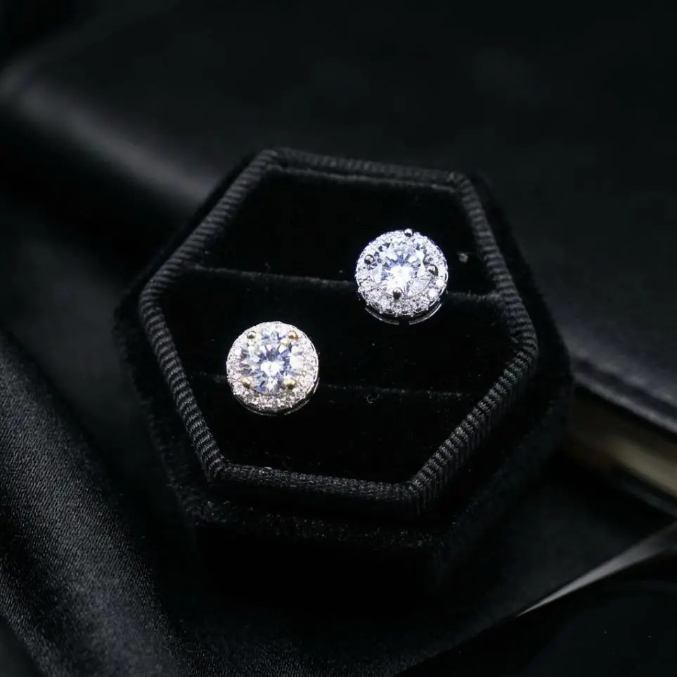【2026 Trend Alert】S925 Sterling Silver Unisex Halo Round Soft Needle Stud Earrings - 6A Grade Cubic Zirconia Inlaid, Lightweight, Anti-Tarnish Artificial Gemstone Jewelry for Daily, Party Use 6601