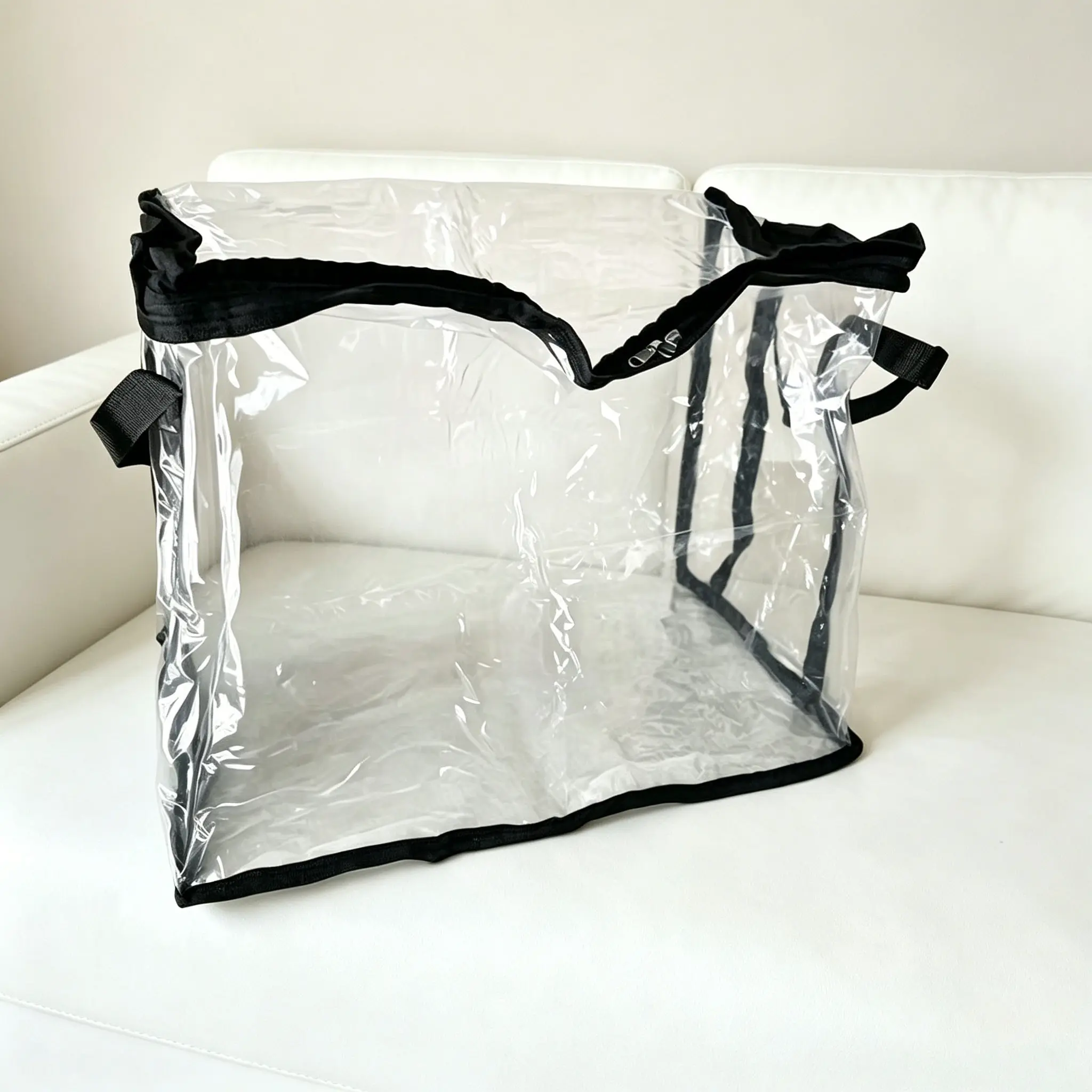 2 Large Transparent Plastic Collapsible Storage Boxes with Hinged Lids, Durable High Capacity, Ideal for Home, Camping, Travel, Attic, Moving, Collapsible Containers