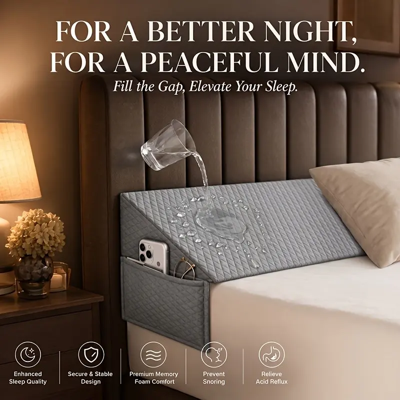 Wedge Pillow for Mattresses, Bed Filler, Headboard Closer, Sleeping Against Headboards Or Walls, Featuring a Removable Cover, Designed to Help with Snoring, Post-Surgery, Pregnancy - Machine Washable Mattress Wedge with Filling