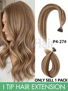 Luxury Light & Ombre I-Tip Hair Extensions, 12-22" Micro Ring Damage-Free, Elegant Straight Hair for All Skin Tones, 50pcs/30g Pack