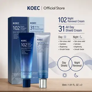 KOEC Dermacycle Program All-day & Night 2-Pack Face Cream - Official Product 31 All-Day Shield Cream & 102 Night Renewal Cream with Centella Asiatica and Niacinamide - Korean Skincare 1.01 fl oz, 2EA (New Package)