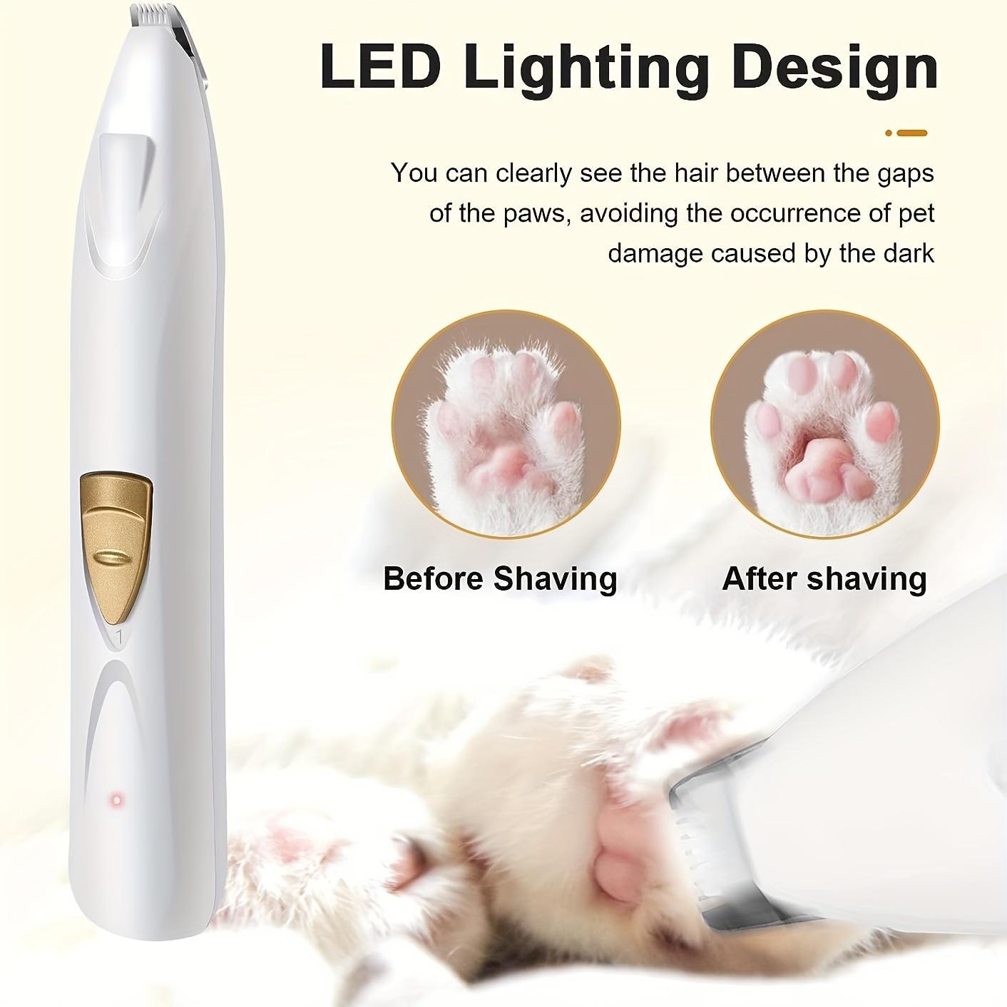 Electric dog paw trimmer, dog scissors with LED light, USB rechargeable professional dog grooming kit, cat and dog shaver, pet eyes, face, ears, paws