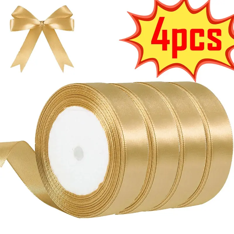 4pcs 20mmx22m Ribbon Set, Cream, Champagne, Sage, Wedding, Birthday, Gift Wrapping Supplies, DIY Crafts, Bows, Decorations