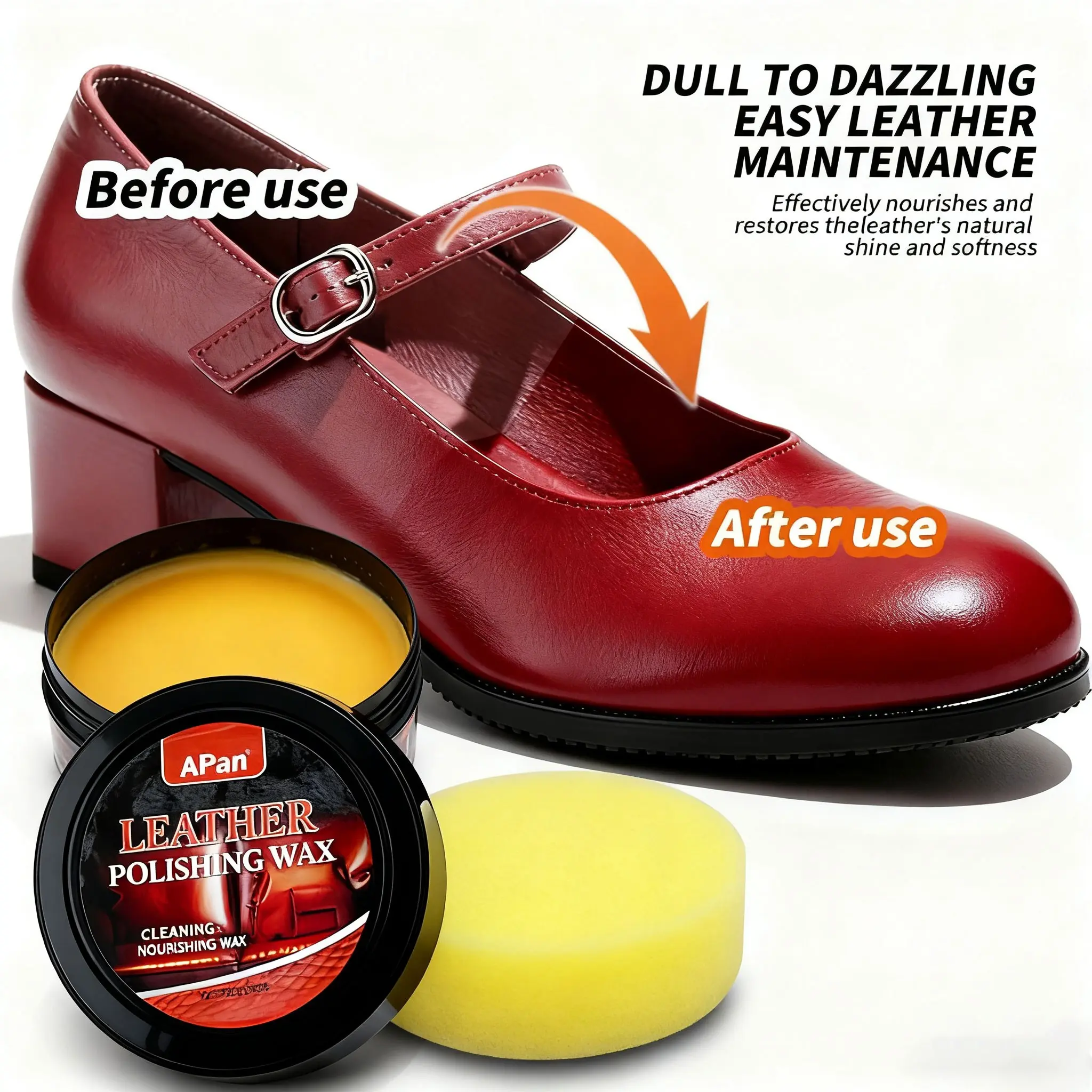 Leather Care Cream for Sofas, Car Seats, Furniture, Polish and Repair Balm, Colorful Leather Conditioner, Long-Lasting Durability