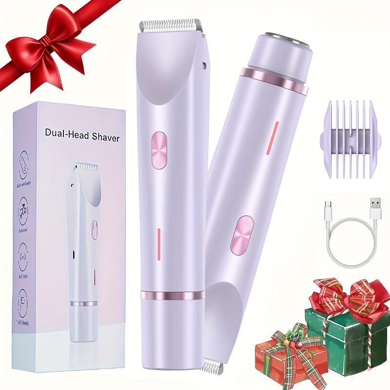 Dual-Head 2-in-1 Women'S Electric Shaver for Balding, Eyebrows, Face, Legs & Underarms - Wet/Dry Use Hair Remover - Portable Bikini Trimmer -  - Gentle & with Stainless Steel Blades, Wet Shaving Device |   Elegant Groomin body  trimmer  for  women