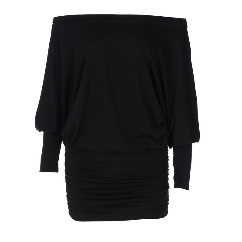 Women's Sheer Ruched Party Dress, Off-The-Shoulder Long Sleeve Women's Mini Dress for Spring & Fall