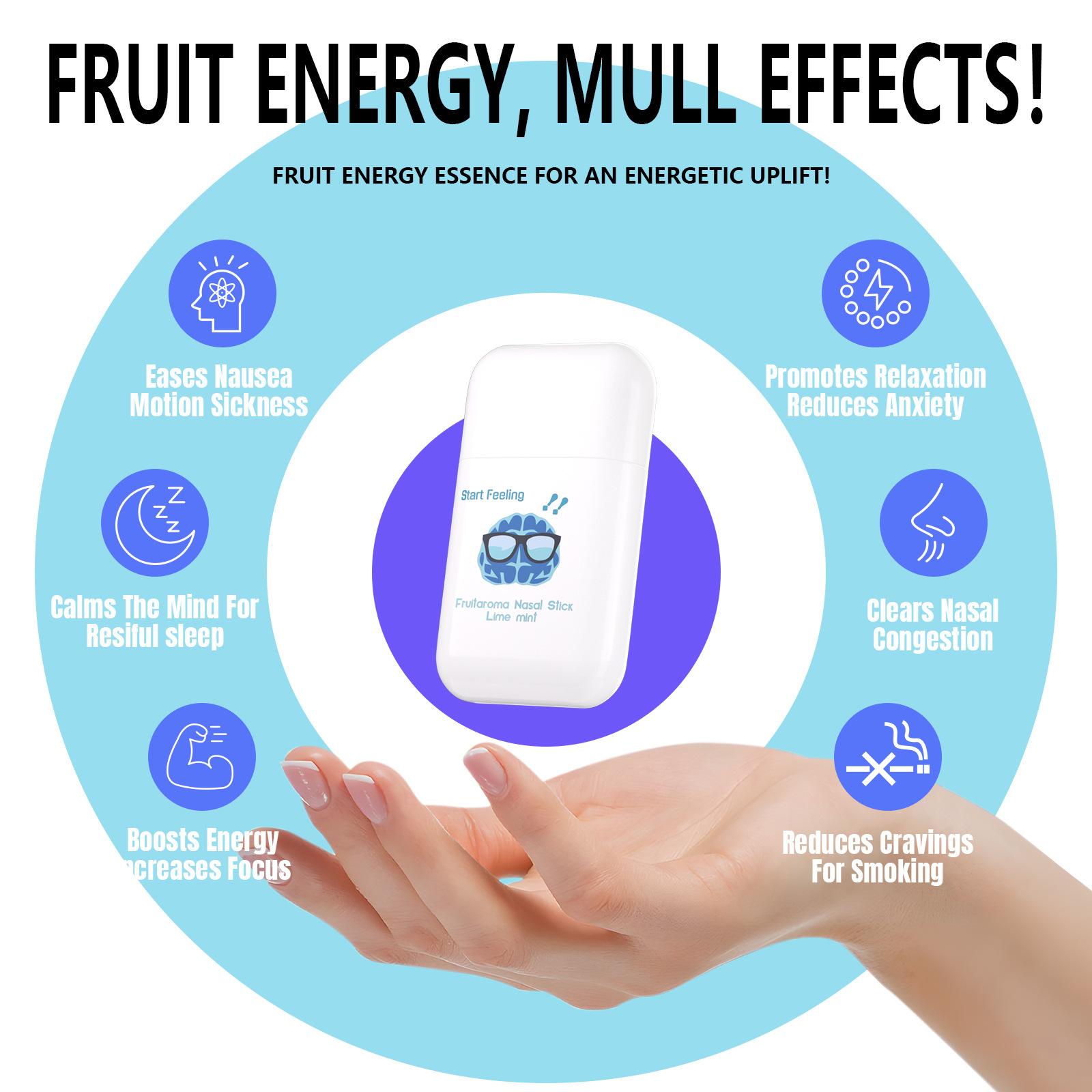 Portable Cooling Energy Stick Fruit Scent Wake Up Refreshing