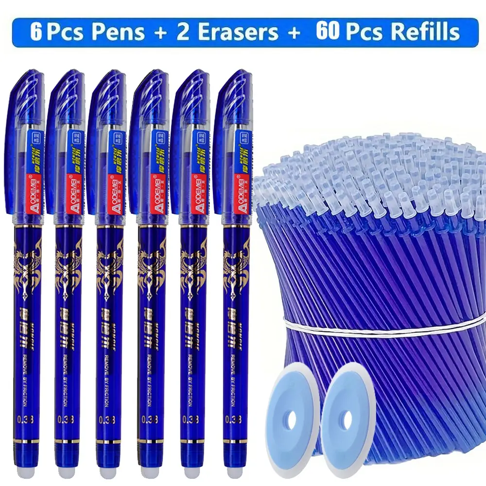 0.5mm68pcs/set of Erasable Pen Set, Erasable Writing Tool, Refillable and Washable Handle Office Stationery. Suitable for Smooth Writing In Painting, Campus Writing, Office, and Fine Writing Tools