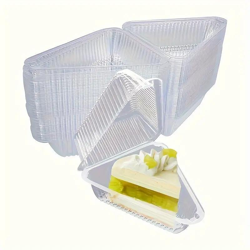 Disposable Triangular Transparent Plastic Hinge Outer Container, 100pcs Clear Cheese Cake Container, Baking Utensils for Families, Bakeries, and Cafes, High Quality Plastic, Food Grade Plastic