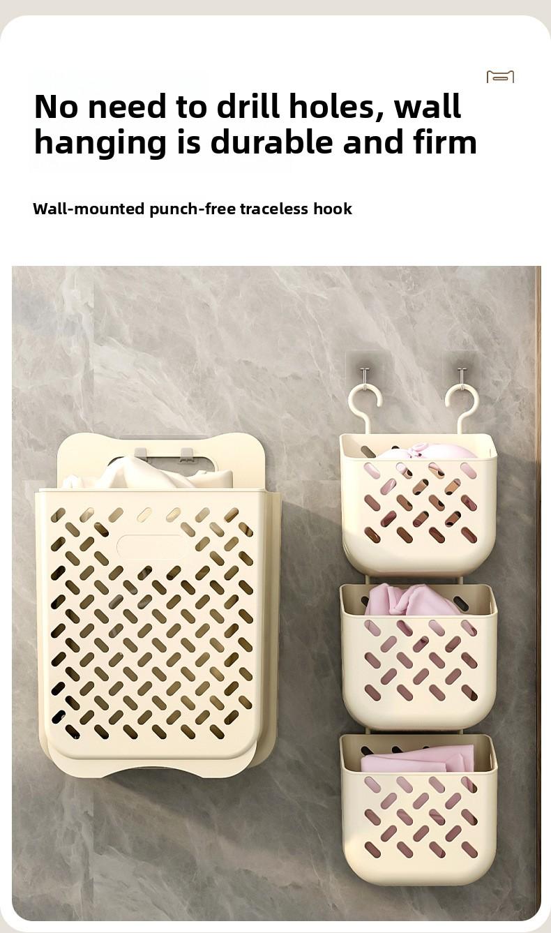 Wall-mounted foldable dirty laundry basket, household portable toilet storage basket, bathroom laundry storage basket, dirty clothes hamper