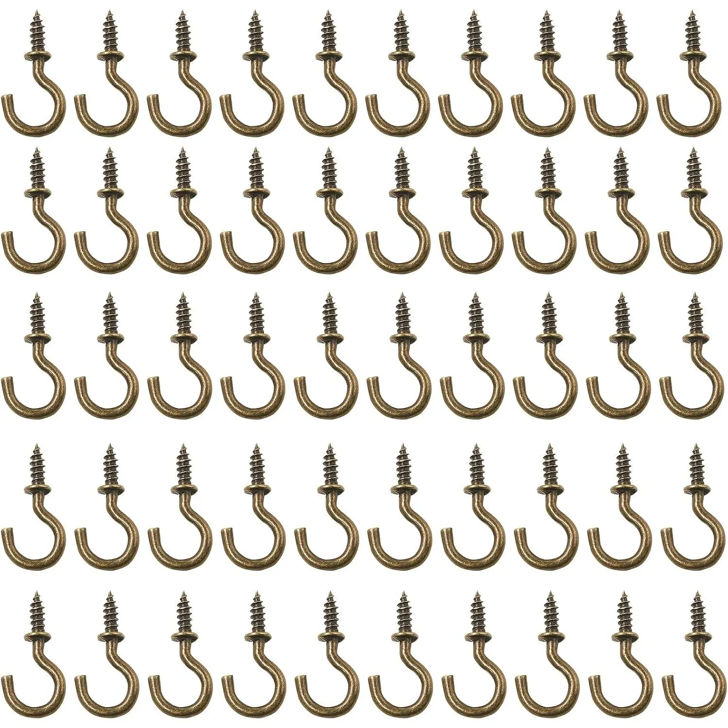 100 count 1/2 Inch Cup Hooks, Bronze Ceiling Hooks Small Screw-in Hooks Metal Screw Hooks Nickel Plated Hooks