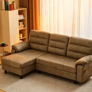 3-Seat Modular L-Shaped Chaise Lounge Sectional Couch - Deep Seat Sleeper, Modern Upholstered Chic Cloud-Soft Double-Cushioned Sofa Set, Couch for Living Room Apartment Furniture