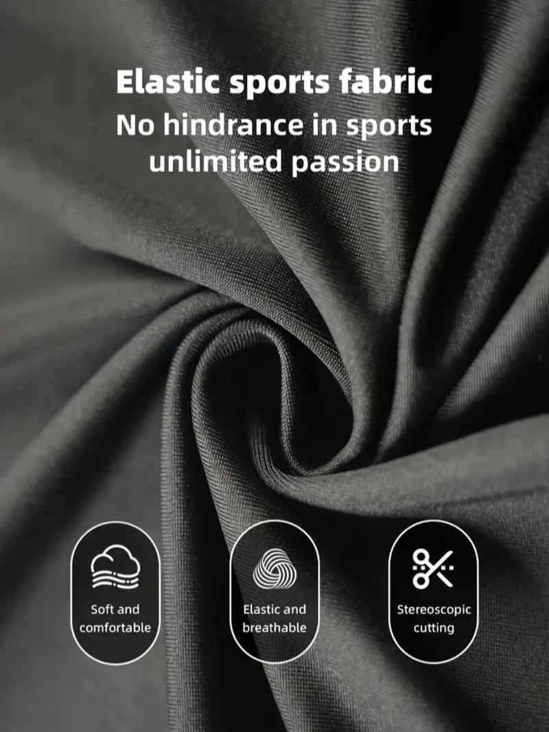 Men's Letter Print Sports Shorts, Breathable Quick Drying Gym Shorts, Training Cycling Shorts, High Elasticity Pocket Sports Bottoms for Running Basketball Yoga Golf