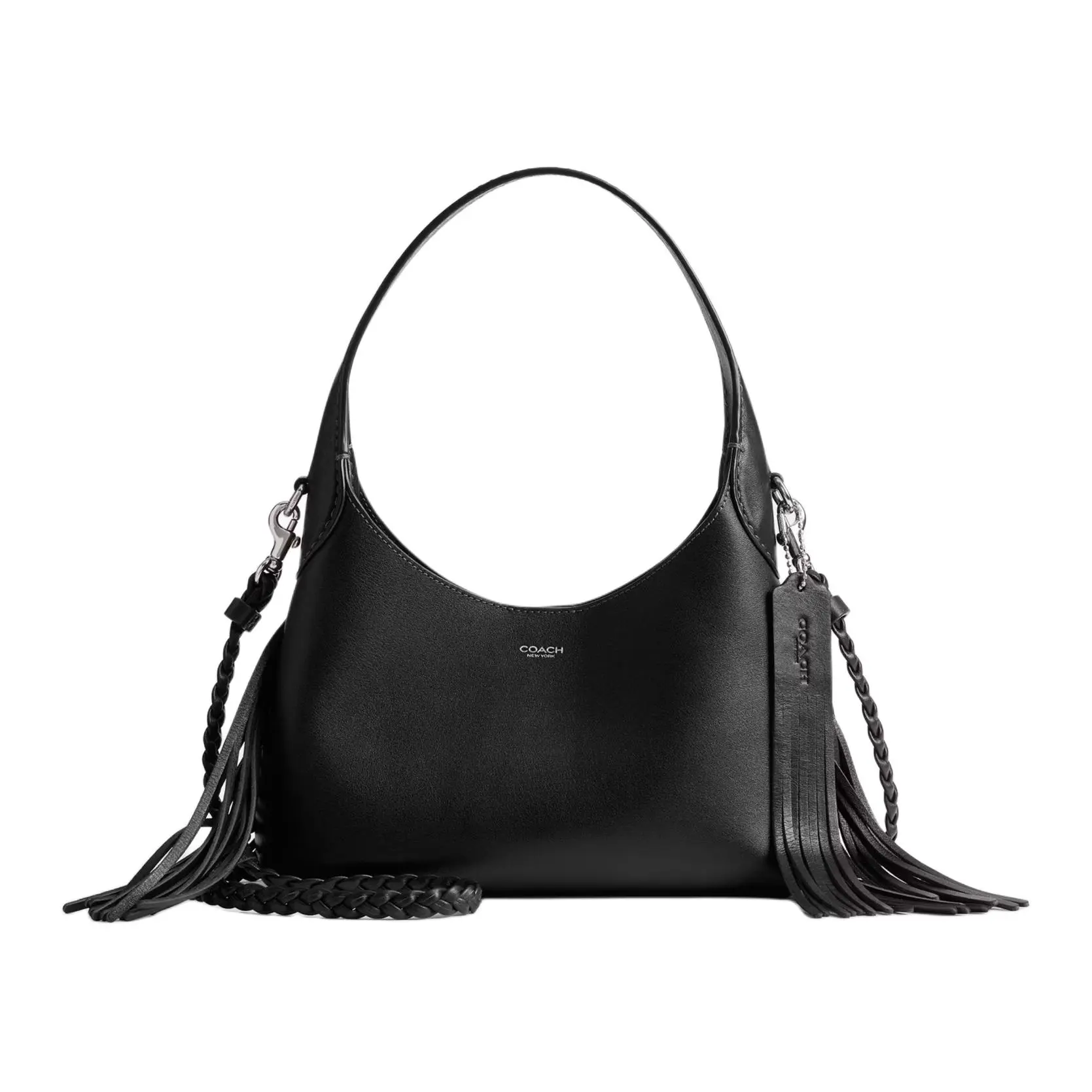 COACH Brooklyn 23 Fringed Leather Crossbody Bag for Women, Mini Style in Black