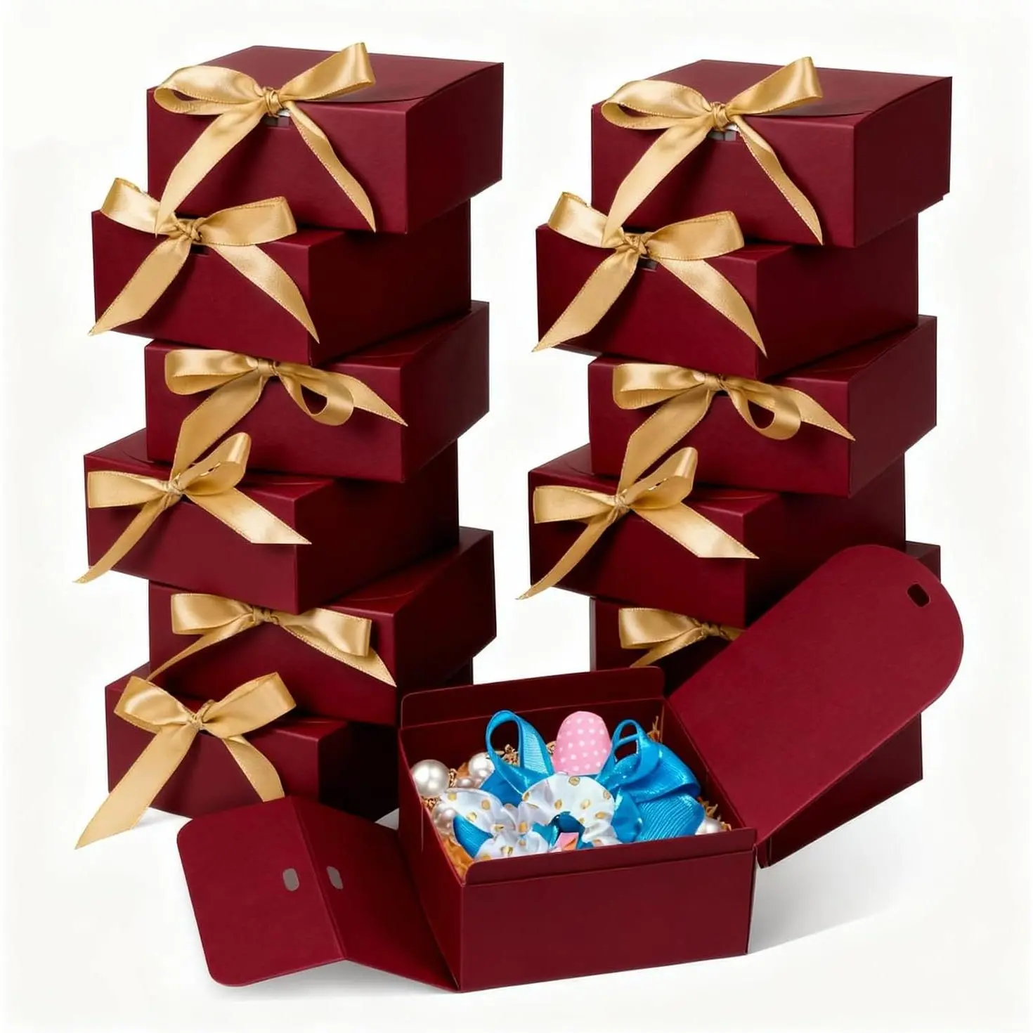12 Pack Small  Boxes with  for Presents, Black  Boxes