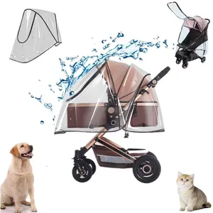 Pet Stroller Rain Cover Foldable Clear Protection for Snow Wind Rain Suitable for Various Stroller Models