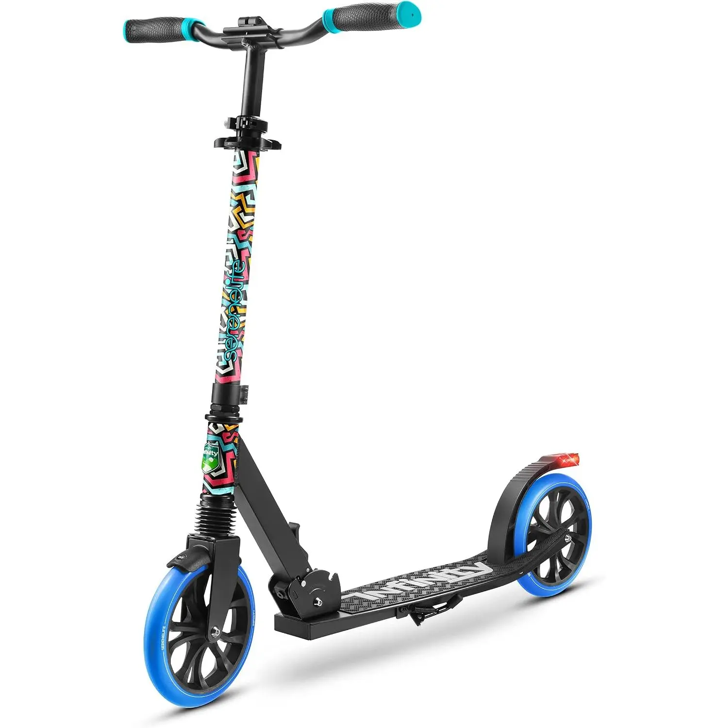 Kick Scooter Adult Teenagers Kids- 2 Wheel Kids Scooter with Adjustable T-Bar Handlebar - Alloy Anti-Slip Deck - Portable Folding Scooters for Kids with Carrying Strap - Graffiti