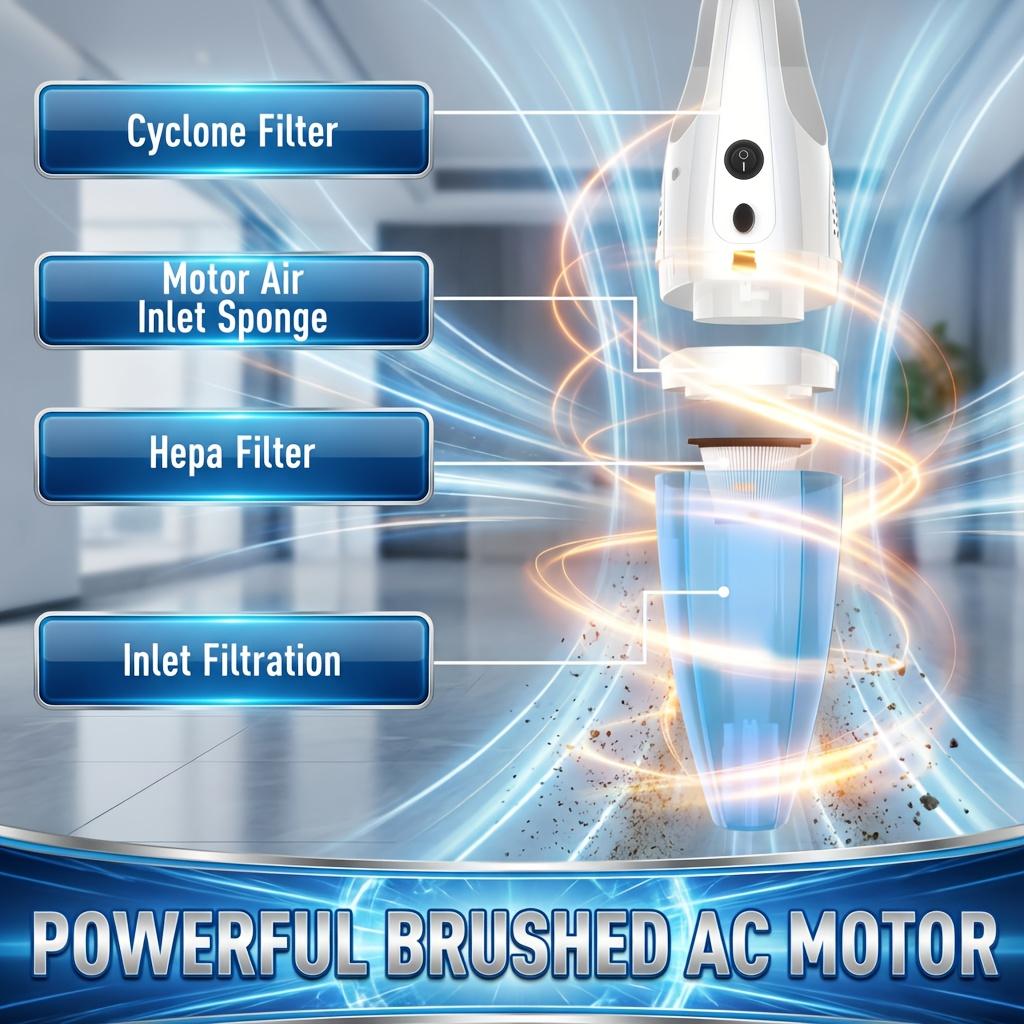 500W Corded Stick Vacuum Cleaner Gift 9 Accessories, 15KPa Powerful Suction 2-in-1 Lightweight Handheld Vacuum with HEPA Filter, Quiet Portable Dust Buster for Hard Floor, Carpet, Pet Hair, Sofa & Dorm, Blue