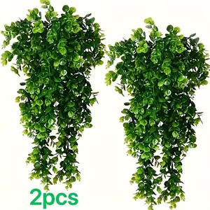 Two Large Artificial Eucalyptus Leaf Wreaths, Perfect for Indoor Outdoor Cabinet Decor, Ideal for Spring Summer Themes, Year-Round Use, Festive Occasions