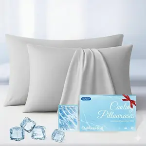 Luxury Cooling Pillowcases King Size 2 Pack, Q-Max>0.4 Cool Touch for Hot Sleepers&Night Sweats Beauty Sleep Anti-Frizz, Softer Than Silk Pillowcover Oeko-TEX Certified GreyGift.