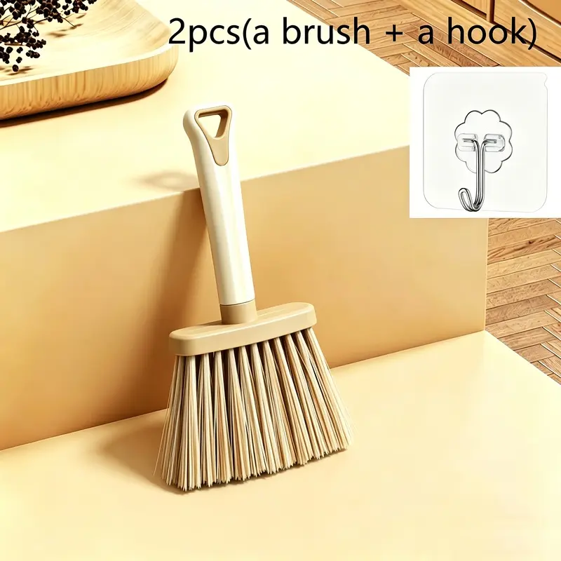 2pcs (a brush+a hook) household multifunctional gap brush, creative desktop broom, household keyboard brush, cleaning brush, soft hair dust brush cleaning window groove cleaning brush dust artifact.