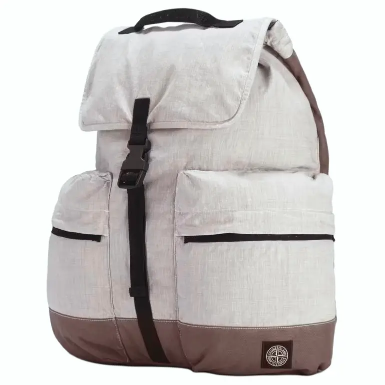 Stone Island Color-Blocked Linen-Nylon Backpack for Men, Pigeon Gray