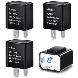 Nilight 4PCS Adjustable 2-Pin 12V Electronic Flasher Relay - Fixes Motorcycle Turnsignal Hyper Blink or No Flash Issues for LED, Halogen Bulbs