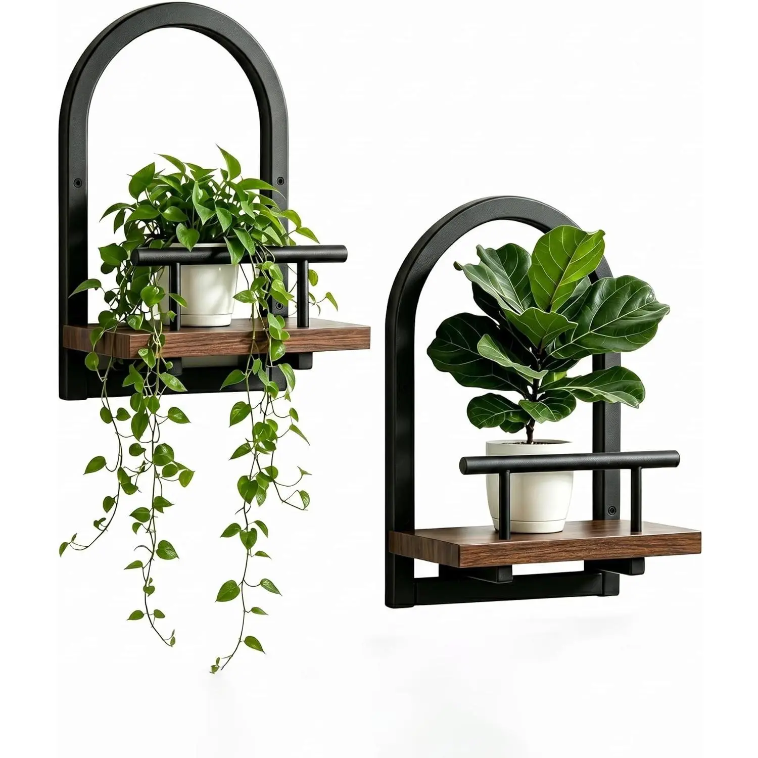 Floating Shelves Set for 2, Wall Planters for Indoor Plants, Hanging Shelves Wall Shelf Plant Holder for Living Room Decor, Bathroom, Bedroom, Kitchen, Office