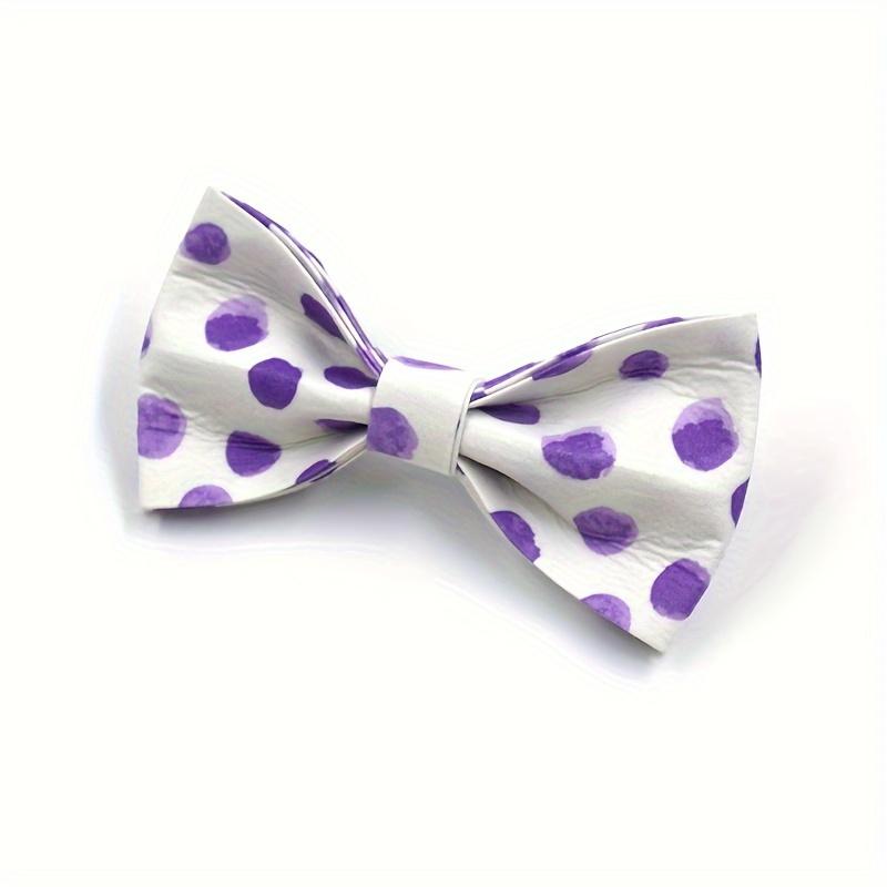 [Personalized] 3pcs/set Light Purple Polka Dot Adjustable Pet Dog Collar, Leash Bow Tie Set, Free Laser Engraved Dog's Name, And Owner's Phone Number, Wedding Gift For Dogs Customized