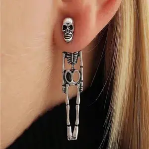 1 Pair Halloween Earrings – Detachable Skeleton Bones, Gothic Drop Dangles. Perfect for Parties, Cosplay & Night Club. Great Gift for Costume Lovers.  Stainless Steel Layered Cross Necklace