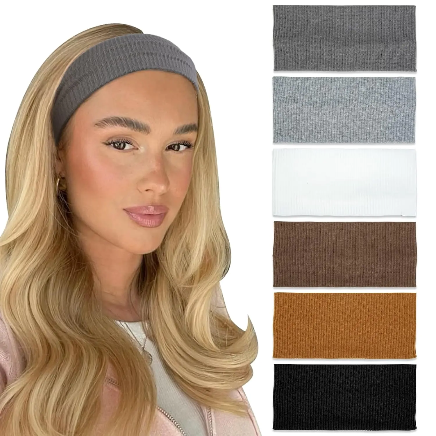 Headbands for Women Non Slip 6 count Thick Headbands Fashion Wide Headband | Elastic Hairbands for Women's Hair Soft  Band Workout Yoga Hair Accessories