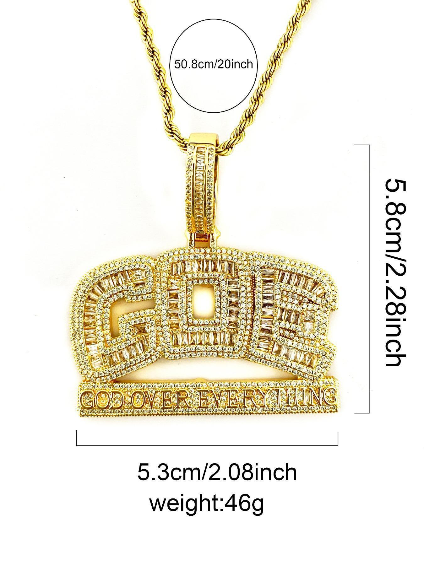 Rhinestone Decor Letter Design Pendant with Chain, Jewelry for Men, Street Trendy Charm, Hip Hop Jewelry for Party, Daily Decor, Trendy All-match & Exquisite Jewelry for Birthday Gift