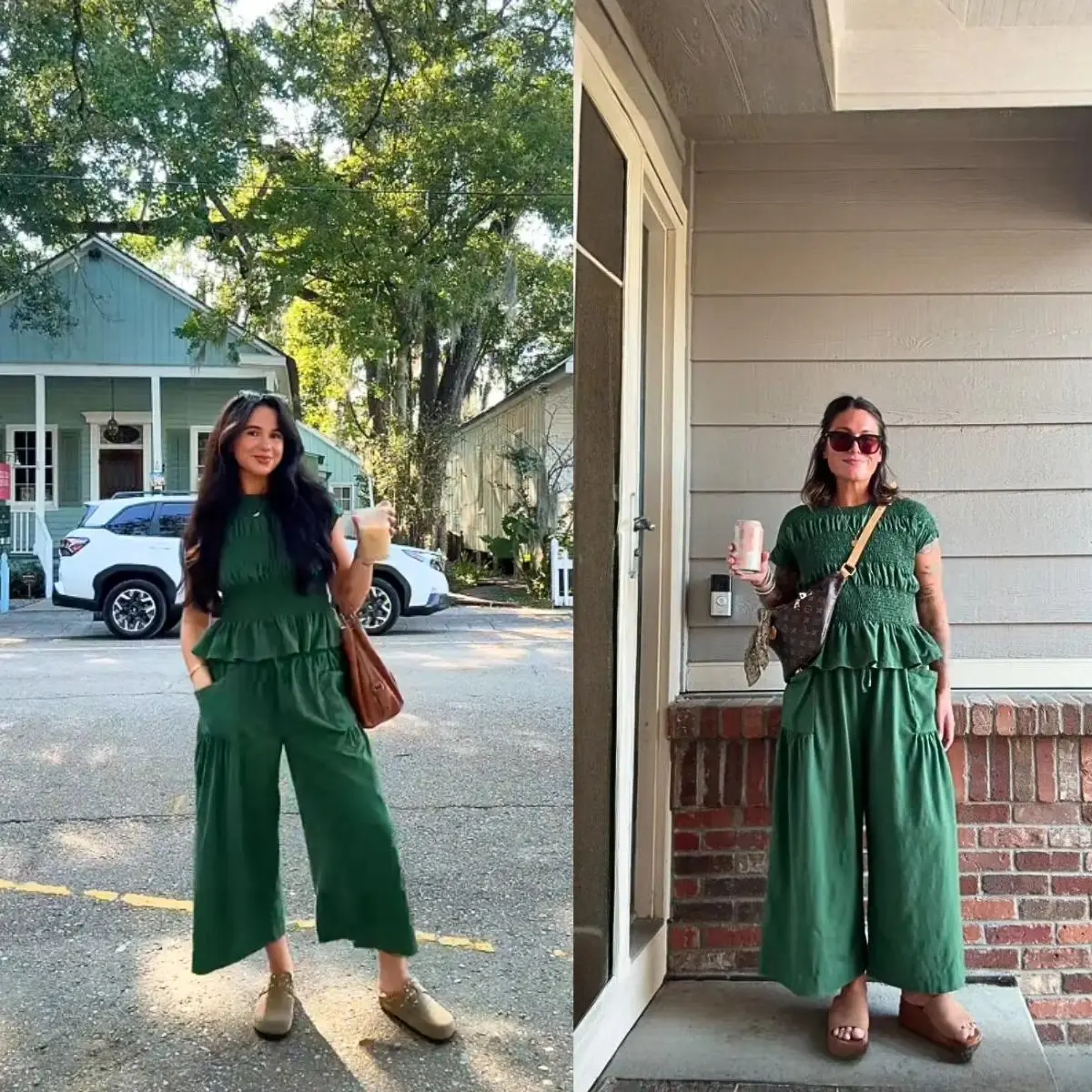 Women’s 2 Piece Smocked Top and Wide Leg Pants Set, High Waisted Lounge Outfit with Pockets, Casual Boho Summer Matching Set
