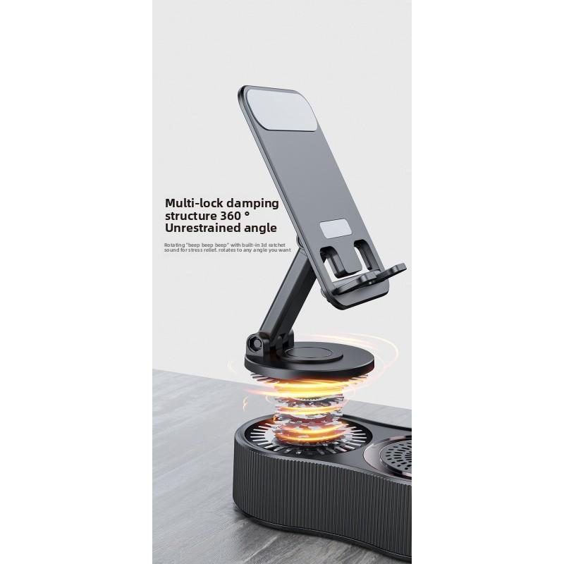 Smart Wireless Bluetooth Speaker with Induction Phone Stand for Music and Video, 5-in-1 Home Office Vertical Tablet Holder