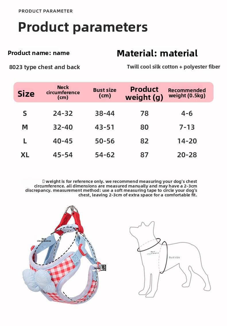 New Plaid Print Lightweight Thin Dog Harness for Small Dogs, Outdoor Dog Leash for Walking Adjustable Dog Collars zipper pouch jumping accessories strap pet breathable mesh cat harness walk LED Retractable Two-Dog with Swivel Head shaped surprise gift