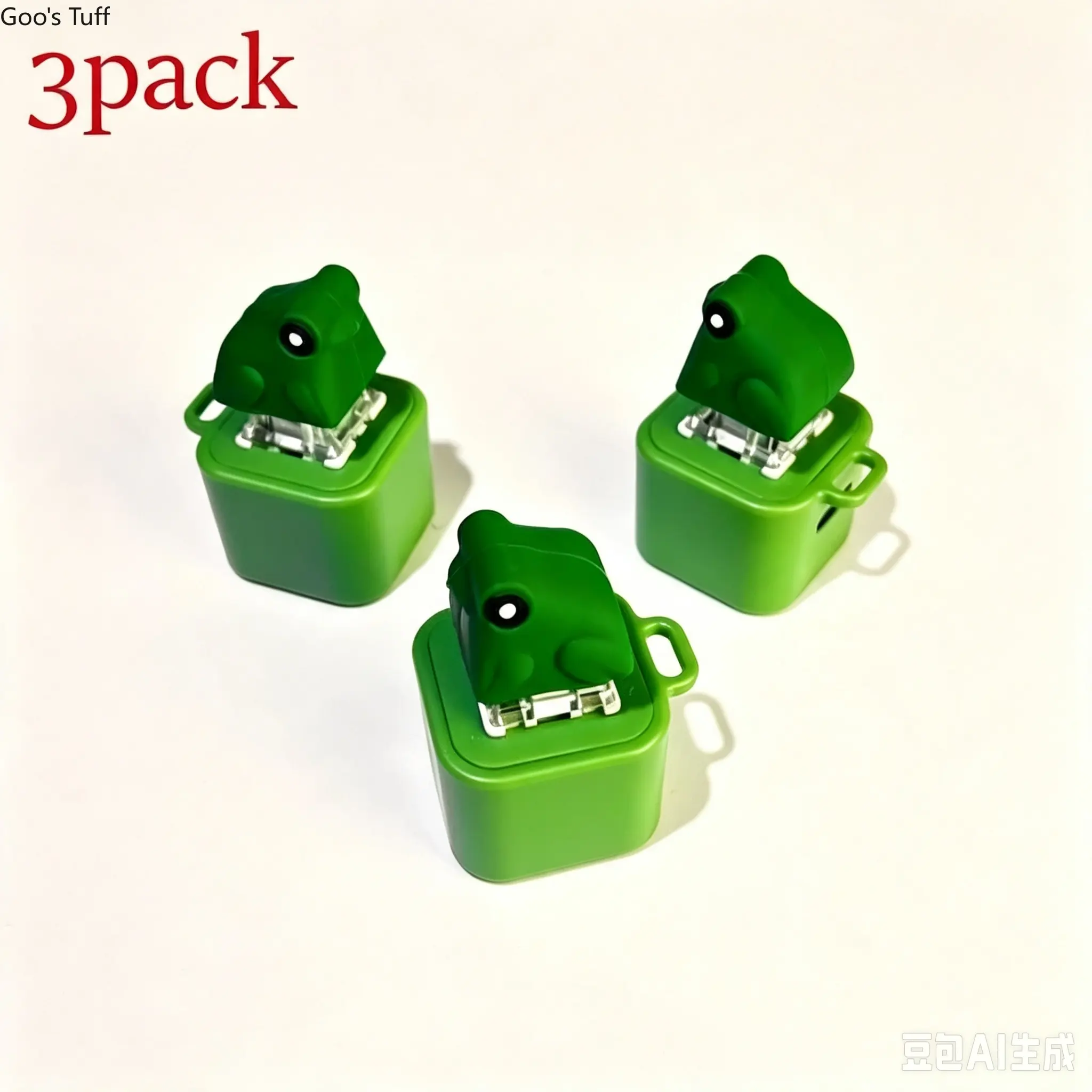 3-Pack LED Light-Up Frog Keychain Set, Fidget Toy with Realistic Croaking Sound, Durable ABS Plastic Sensory Accessory for Car Keys Daily Carry