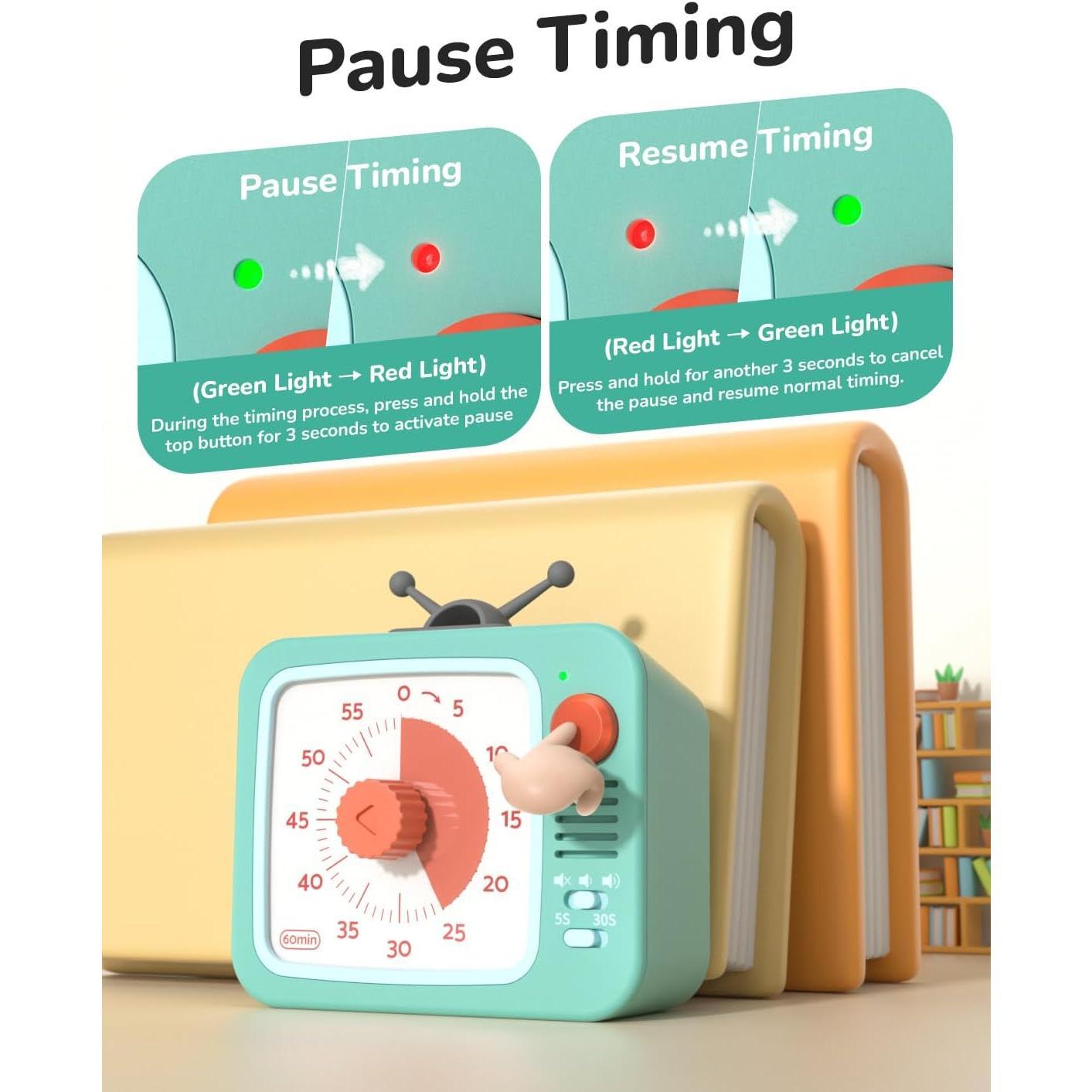 Visual Timer for  with Pause Function, 60-Minute Countdown Timers for Classroom Office Kitchen with Silent Operation,  Timer for Teaching