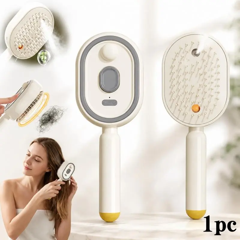 2026 New Rechargeable Steam Hair Straightener Brush, Electric Detangling Steam Hair Brush, Thermal Brush Straightener, Anti-Static Reduce Frizz Nourish Hair Portable Steam Hair Styling Brush For Travel Home Use