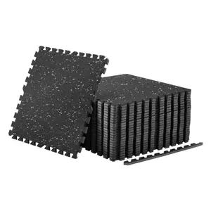 VEVOR Puzzle Exercise Mat, 24 PCS Fitness Equipment Mats, 24x 24x 0.56 in, High-Density EVA Foam Mats Set, Interlocking Rubber Soft Tiles, Protective Floor Padding with Gray Dots for Home Gym Office