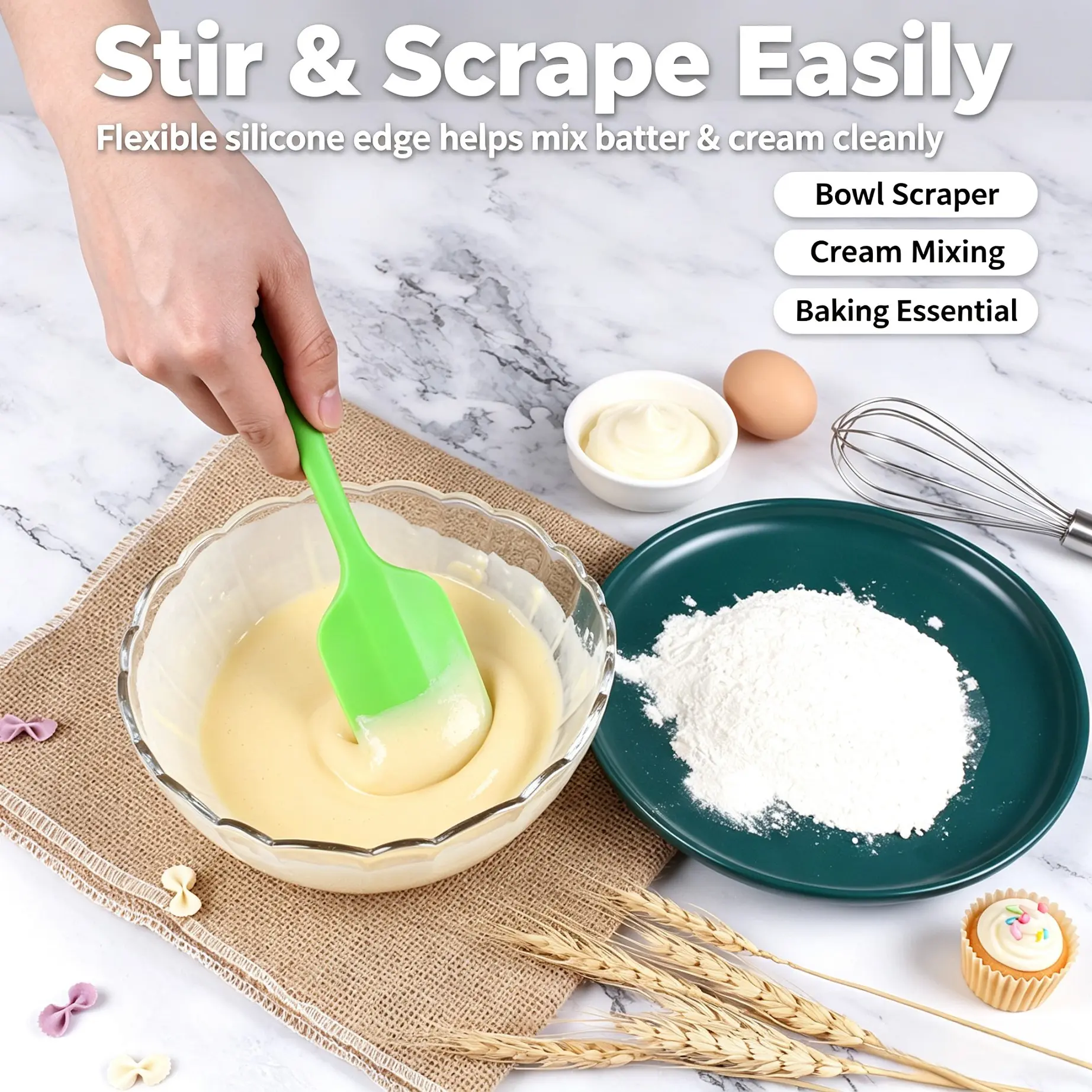 One-Piece Seamless Silicone Spatula, High-Temperature Resistant Large Baking Tool, Ideal for Cake Cream Batter, Perfect for Bakers