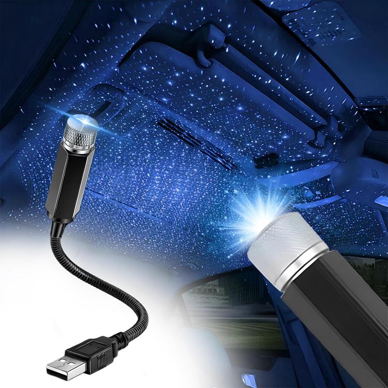 Car Starlight Projector, USB Powered Adjustable Romantic Car Interior Light, Portable Car Roof Starry Sky Atmosphere Light for Car Room Party, Plug and Play